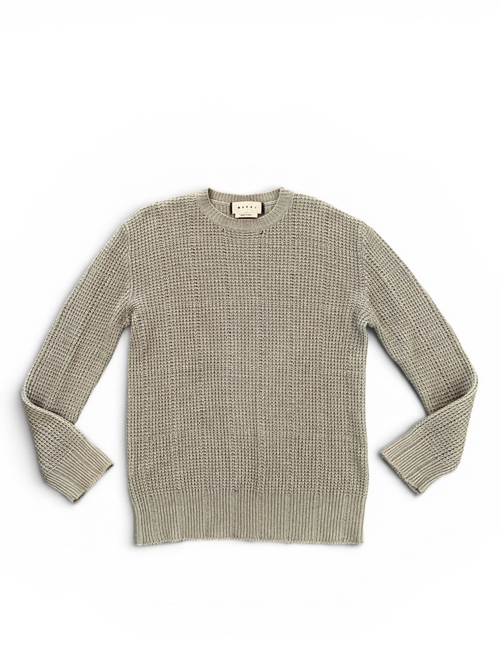 MARNI Windowpane Waffle-Knit Crewneck Sweater